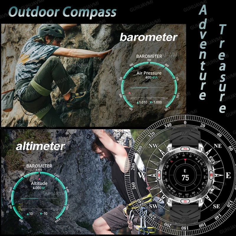 2024New Outdoor Smart Watch 1.43" Screen 1ATM Waterproof Watches Bluetooth Call Smartwatch GPS Motion Trajectory For Android IOS