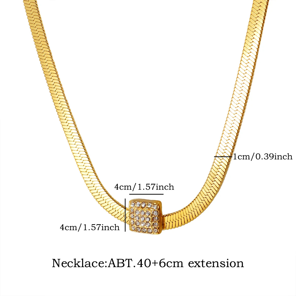 Exquisite Inlaid Zircon Stainless Steel Chain Necklace Bracelet For Women Europe And America Waterproof Jewelry Set