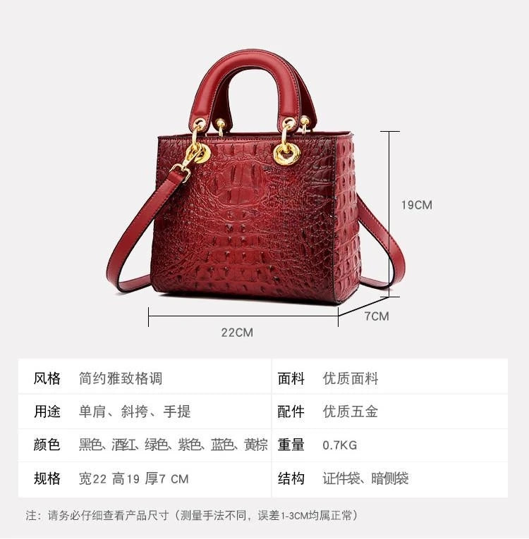 High Quality Luxury Brand Designer Leather Handbags Shoulder Bag For Women Hand Bag Crocodile Totes Purses Ladies Messenger Bags