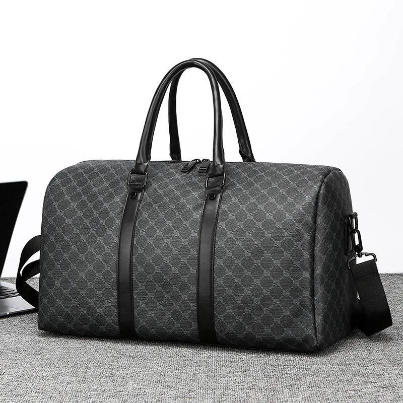 Men’s Black Traveling Bag Large Capacity Business Travel Luggage Bag Classic Full Body Printed Handbag Shoulder Bags for Men