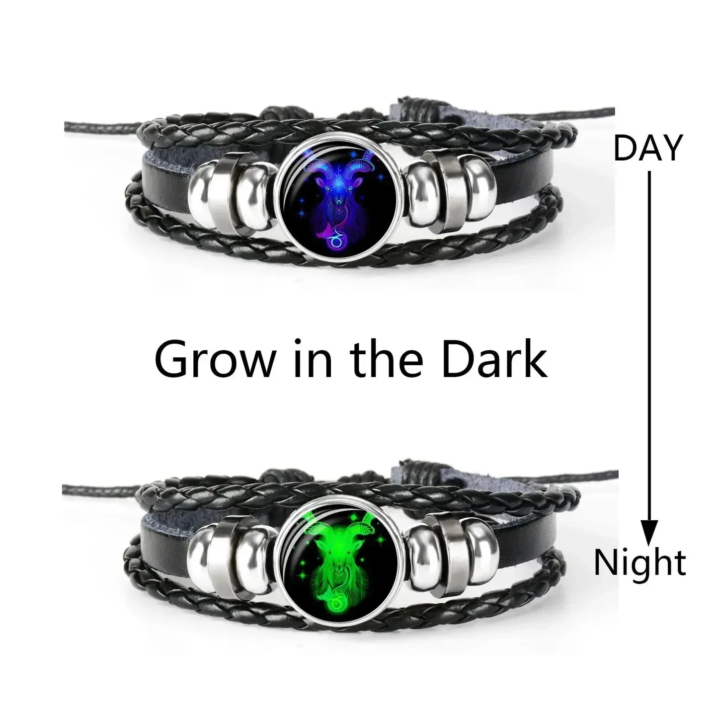 12 Constellation Zodiac Sign Charm Luminous Bracelets Men Women Vintage Multilayer Wrap Leather Bracelet Bangle Birthday Gift