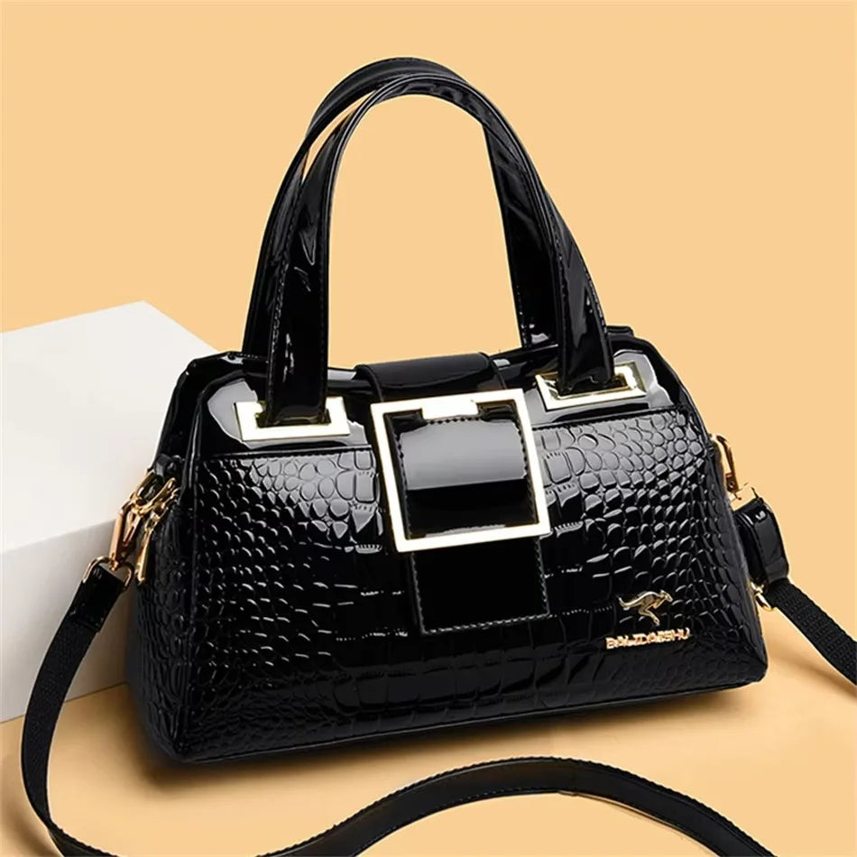 Brand Leather 3 Layers Alligator Crossbody Bag for Women Female Shoulder Messenger Sac Luxury Designer Ladies Handbags