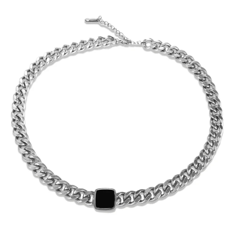 Exquisite Inlaid Zircon Stainless Steel Chain Necklace Bracelet For Women Europe And America Waterproof Jewelry Set