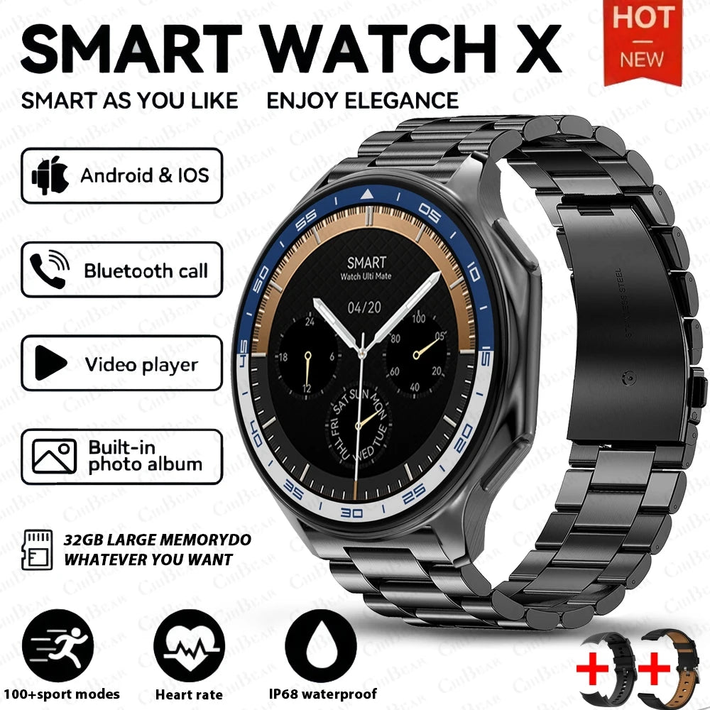 OPPO Watch X AMOLED 32GB Smartwatch Waterproof Men Smart Watch Bluetooth Call Connect Headphones TWS Music 3D UI Mode Video 2024