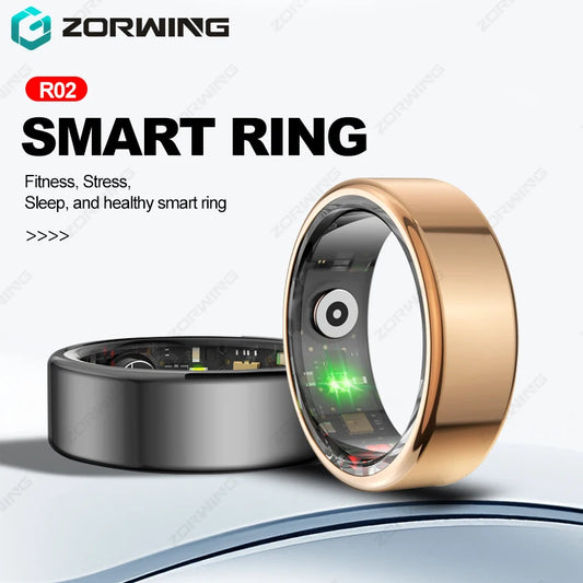 Smart Ring Men Women IP68 Waterproof Heart Rate Blood Oxygen Sleep Health Monitor Fitness Sport Activity Tracker Finger Ring R02