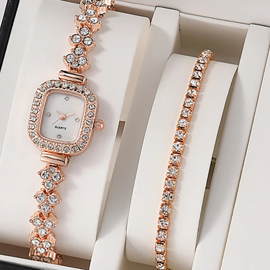 Luxury Sparkle Women's Steel Bracelet Watch Fashion Square Shell Face Design Deluxe Ladies Quartz Watches With Diamonds Clock