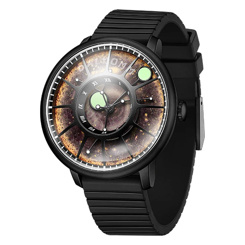 DALKOMM 2024 Design New Mechanical Watch NH35 Planet Theme Automatic Watch Men's Luminous Hands 100M Waterproof Rubber Strap