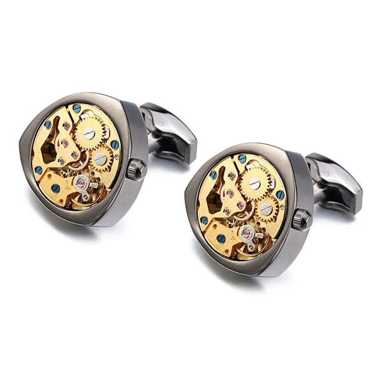 Brand Designer Watch Movement Cufflinks For Mens Business Wedding Shirt Cuff Links Gear Mechanism Functional Cufflink Jewelry