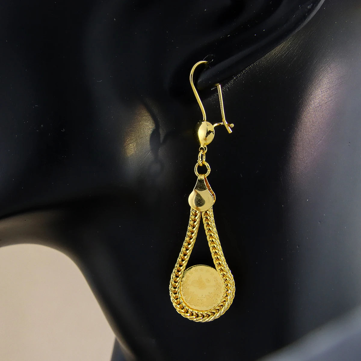 AYONG Arab Lira Coin Hook Drop Earrings 18k Gold Plated Dubai African Copper Dangle Earring for Women Bridal Jewelry Gifts