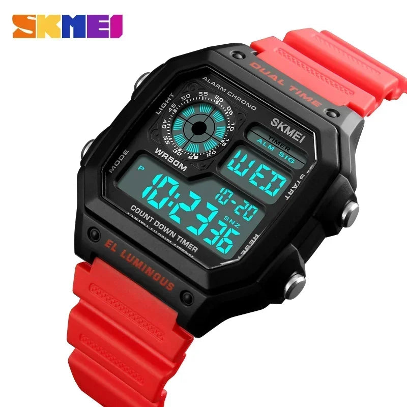 SKMEI 1299 Fashion Men PU Strap Multifunction Waterproof Watches Alarm Male Digital Watch reloj hombre Outdoor Sport Watch