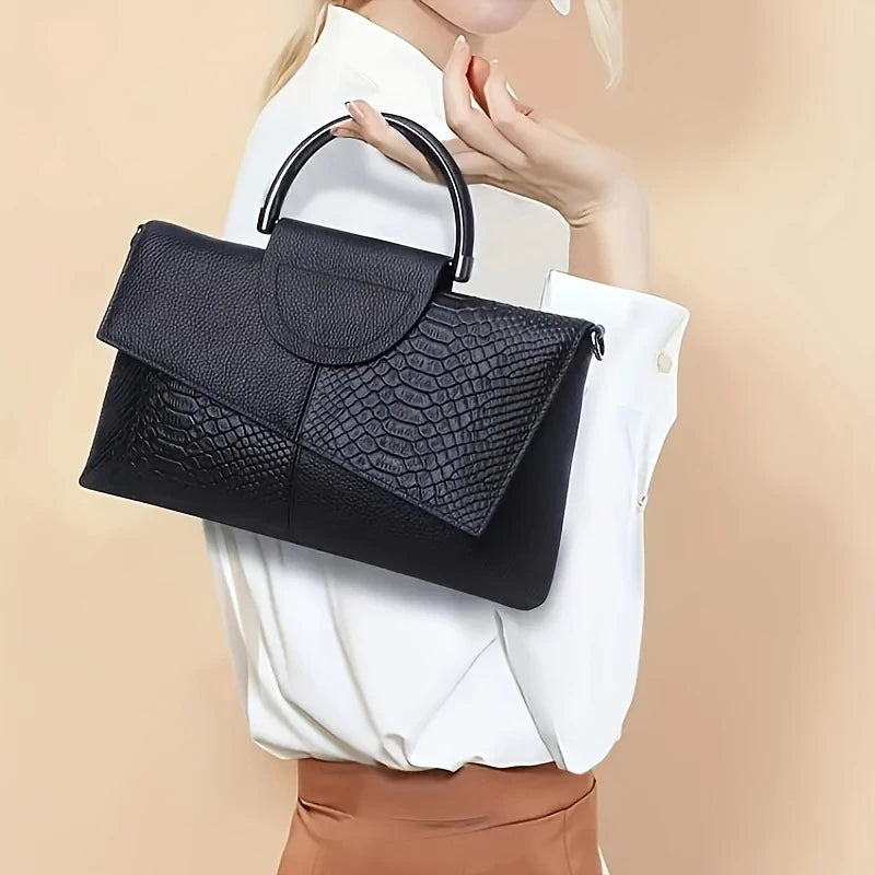 PU Synthetic Leather Women's Shoulder Crossbody Bag Fashion Casual Dinner Wedding Alligator Pattern Flap Handbag and Purse