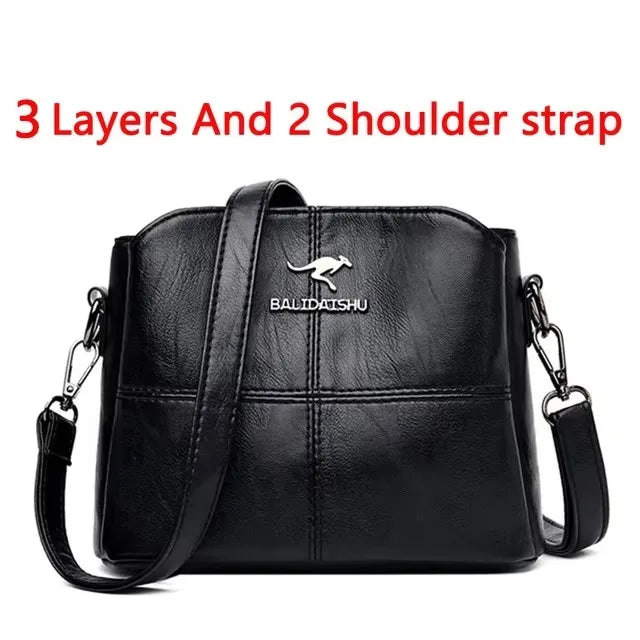 Brand Leather 3 Layers Alligator Crossbody Bag for Women Female Shoulder Messenger Sac Luxury Designer Ladies Handbags