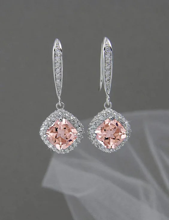 Exquisite Fashion Silver Color Inlaid White Zircon Dangle Earring for Women Trendy Party Engagement Wedding Jewelry