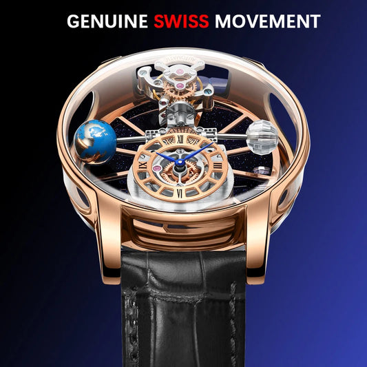 Richard Jacob&Co Astronomia Tourbillon Baguette Tourbillon Top Brand Luxury Astronomical Swiss Quartz Watch Mens Montre Homme