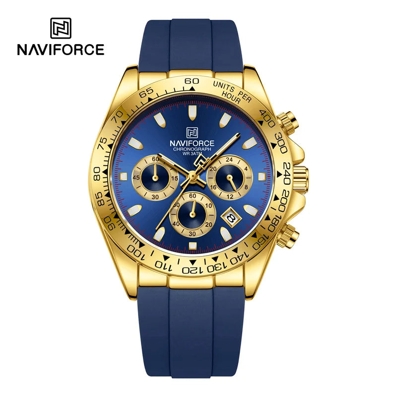 NAVIFORCE Luxury Men's Watch Waterproof Sports Quartz Clock Silicone Strap Chronograph Luminous Wristwatches Relogio Masculino