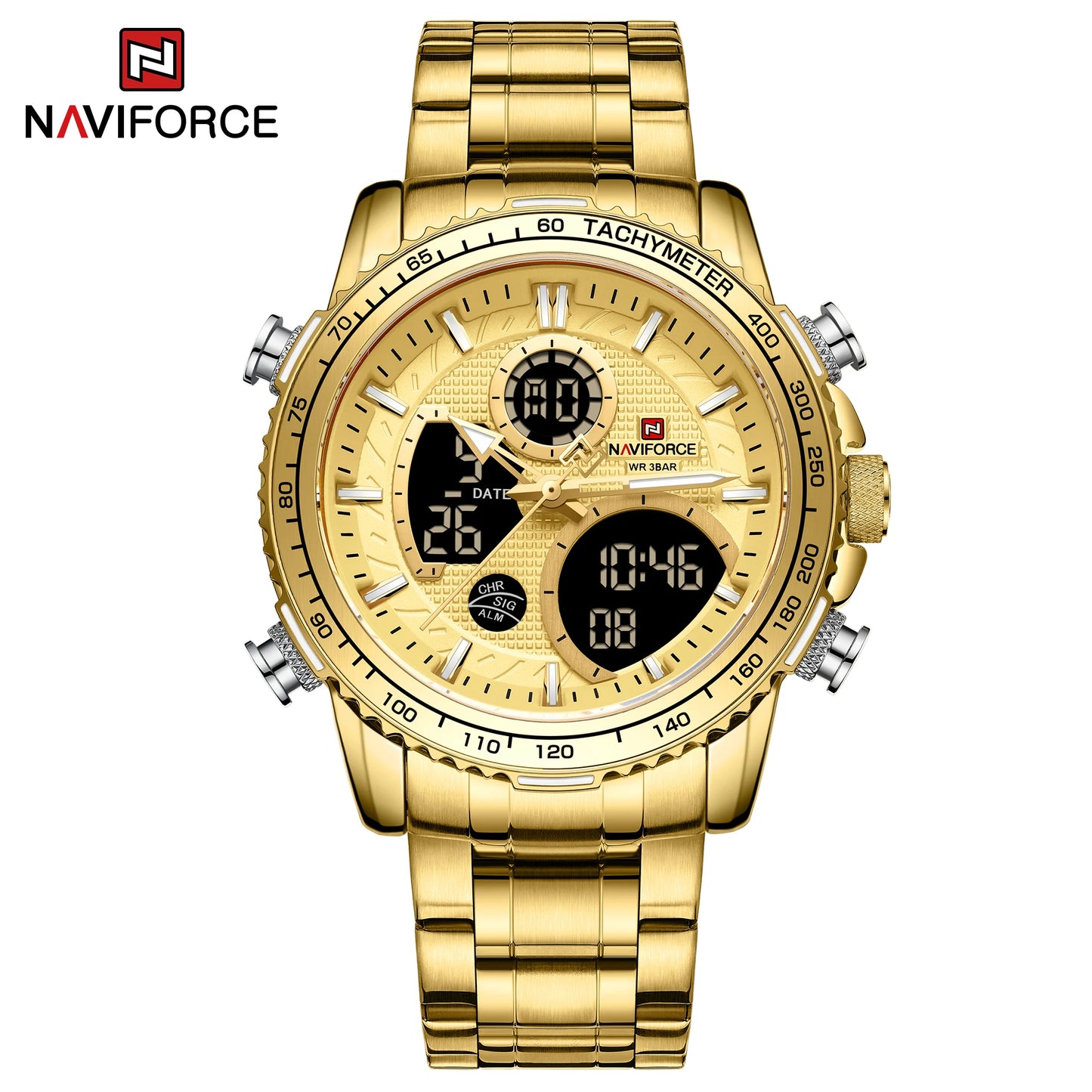 NAVIFORCE Fashion Men Watch Luxury Brand Sport Watch For Men Chronograph Quartz Wristwatch Military Waterproof Steel Band Clock