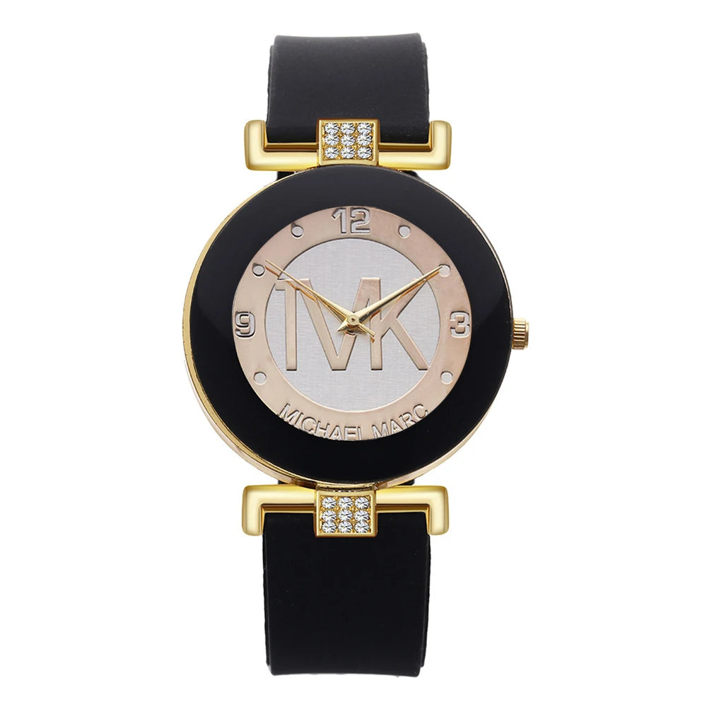 Fashion TVK Brand Women's Watch Simple Luxury Rhinestone Watch for Women Quartz Watch Casual Silicone Strap Ladies Clock