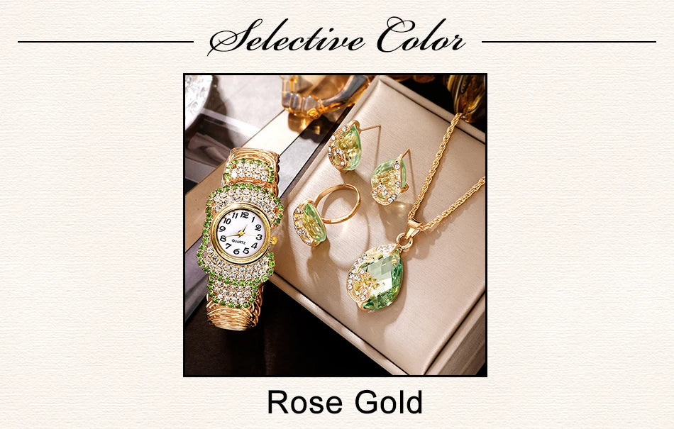 New Luxury Watches Rhinestone Women Fashion Elegant Wristwatch Female Quartz Watch For Girl Ladies Jewelry Set Relogio Feminino