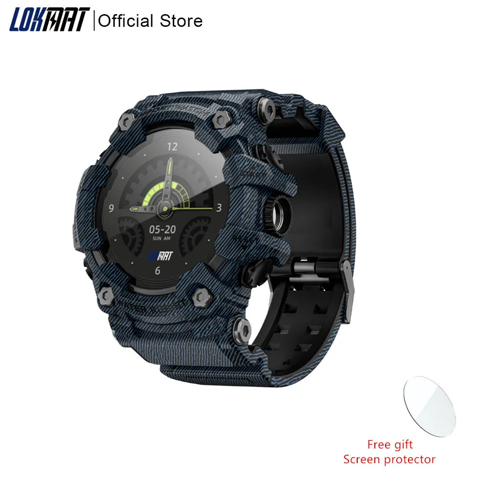 LOKMAT Rugged Sport Smart Watch ATTACK-GT Bluetooth Calls Colorful Waterproof Military Smartwatches with Flashlight for Phone