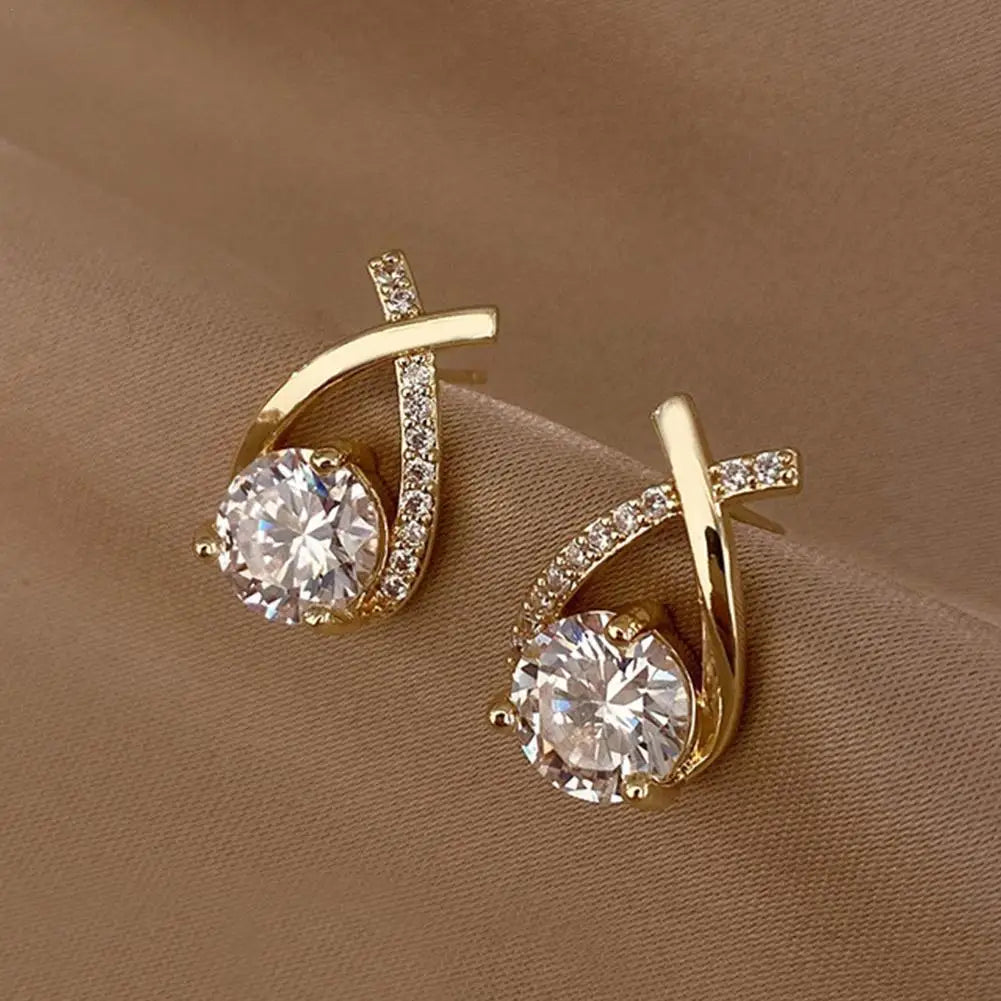 Boucles d'oreilles à tige en croix tendance pour femmes et filles, bijoux en cristal élégants de style coréen, boucles d'oreilles en queue de poisson, cadeaux pour dames