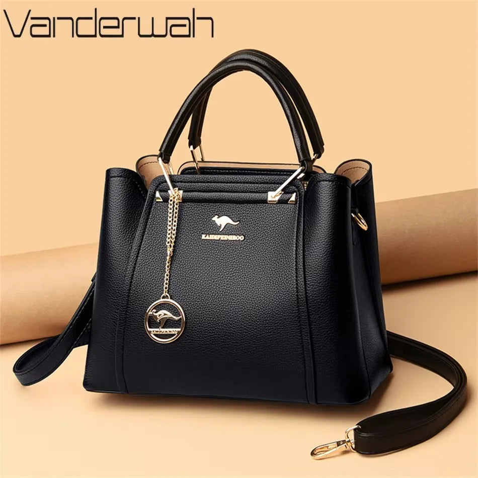 Genuine Soft Leather Handbags for Women Vintage Shoulder Tote Bag Luxury Designer Ladies Large Capacity Purse Bags Sac A Main