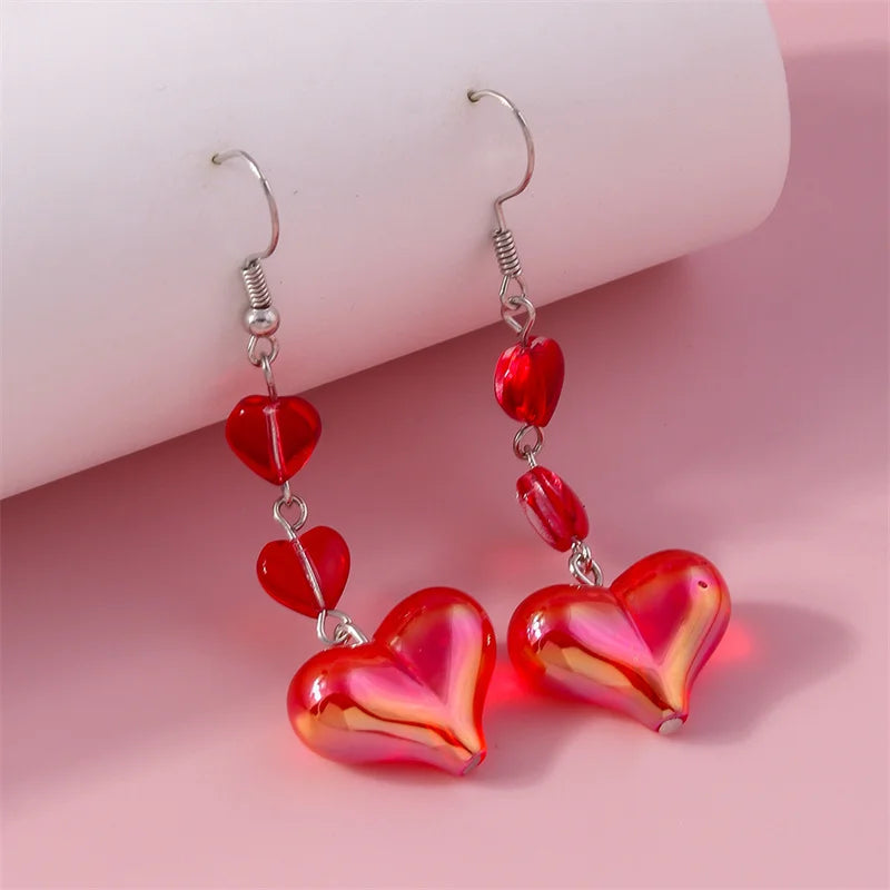 Aihua Fashion Big Statement Cute Crystal Cherry Earrings for Women High Quality Dangle Earrings Valentine's Day Femme Bijoux