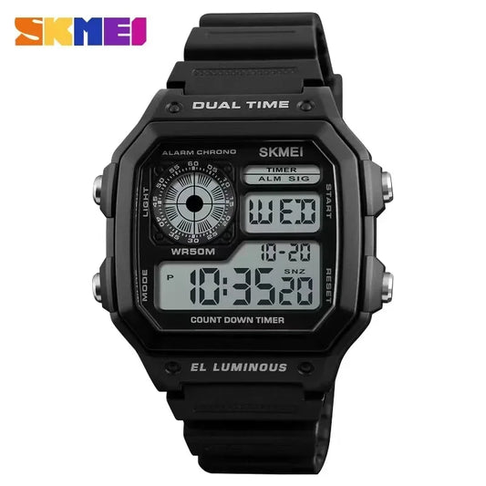 SKMEI 1299 Fashion Men PU Strap Multifunction Waterproof Watches Alarm Male Digital Watch reloj hombre Outdoor Sport Watch