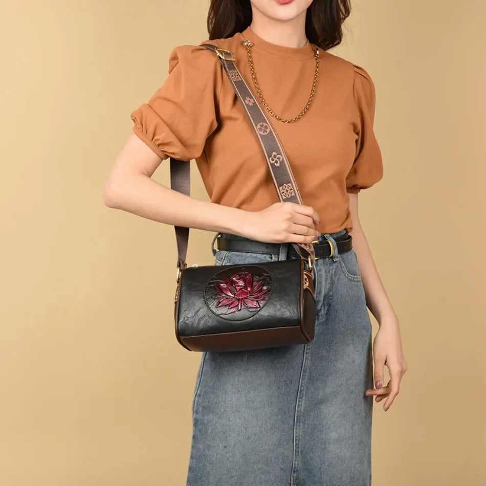 Genuine Soft Leather Handbags for Women Vintage Shoulder Tote Bag Luxury Designer Ladies Large Capacity Purse Bags Sac A Main