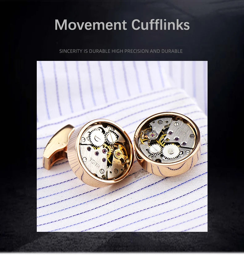 Brand Designer Watch Movement Cufflinks For Mens Business Wedding Shirt Cuff Links Gear Mechanism Functional Cufflink Jewelry