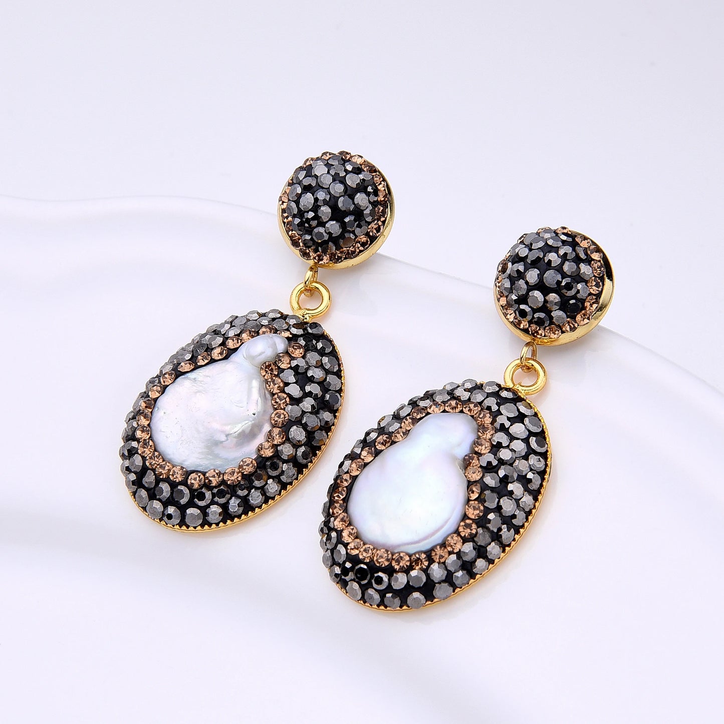 Natural Baroque Pearl Fashion Earrings For Women Bohemia Handmade Rhinestone Earring Stud 2023 New Earrings Party Jewelry Gift