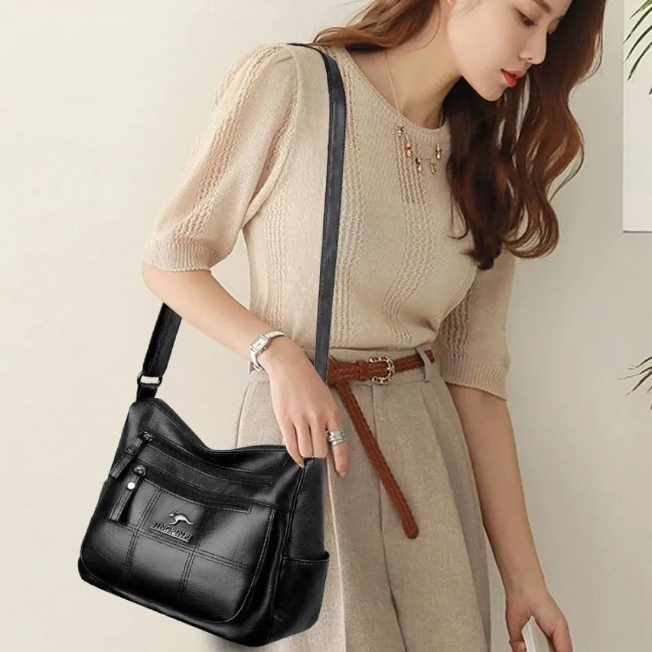 Genuine Soft Leather Handbags for Women Vintage Shoulder Tote Bag Luxury Designer Ladies Large Capacity Purse Bags Sac A Main