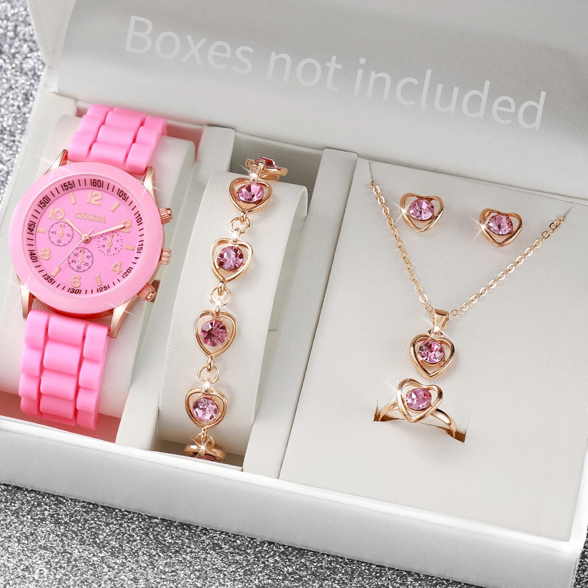 5/6PCS Women Watches Fashion Silicone Band Women Quartz Watches Jewelry Set Reloj Mujer Girls Clock Gift (Without Box)