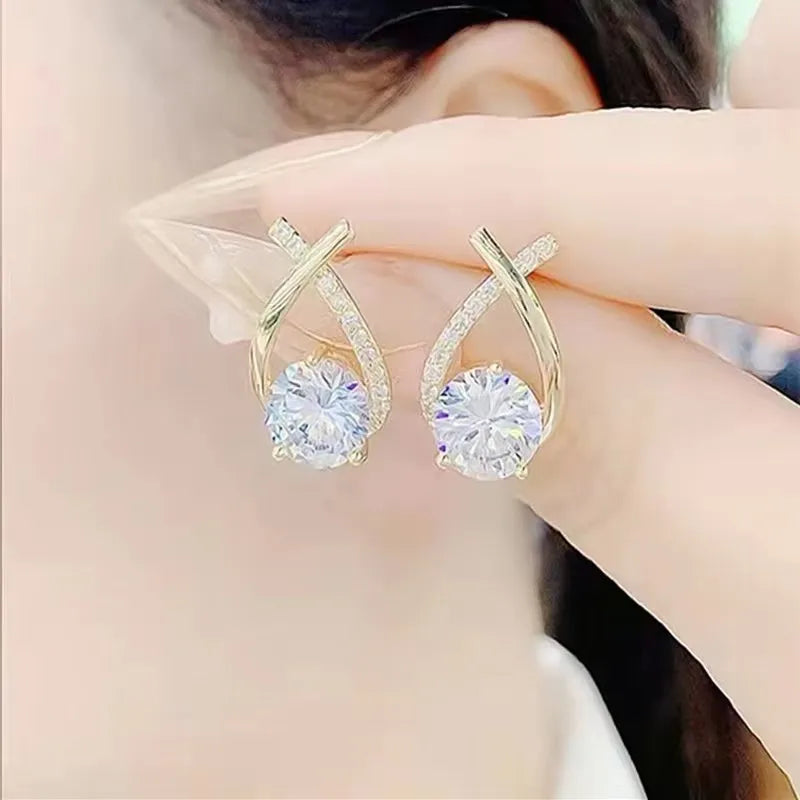 Ladies Jewelry Stylish Design Exquisite Women's Earrings for Gifts Crystal Stud Earrings Elegant Accessories Best Selling Slim