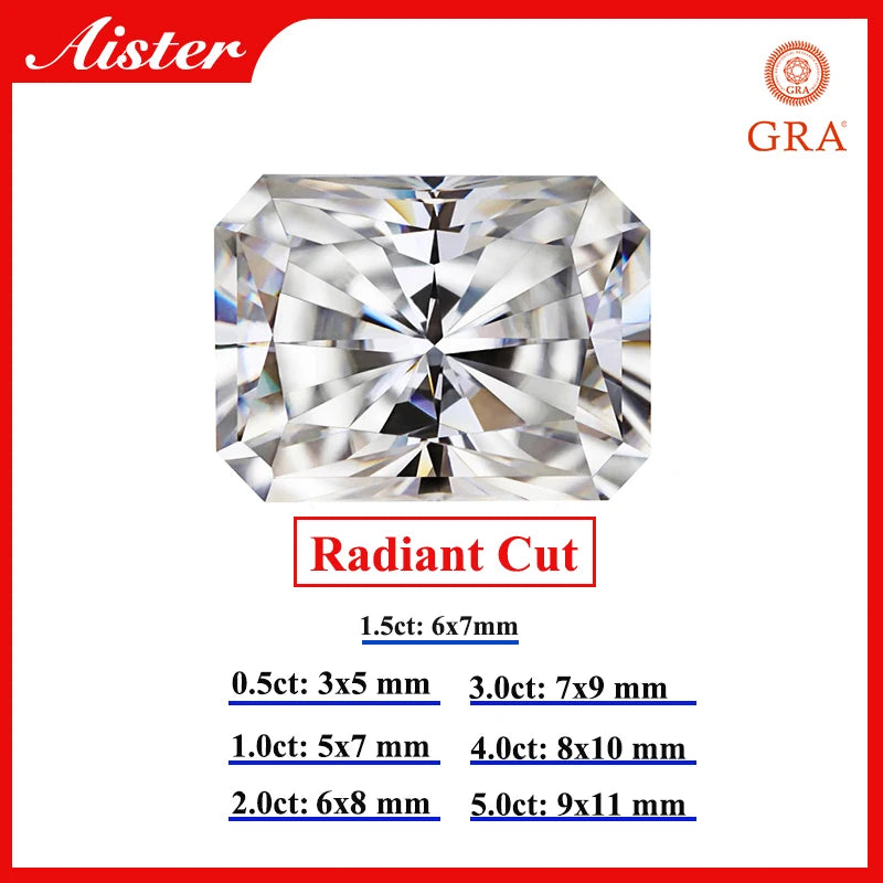 D Color Moissanite Stone Round / Oval / Pear / Radiant / Emerald / Heart / Princess / Cushion / Asscher /Trilliant Cut 1.0-5.0ct