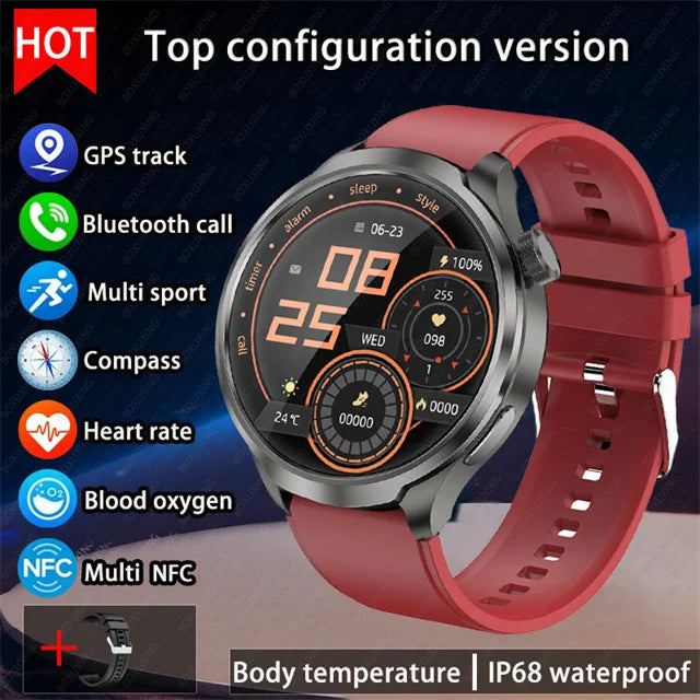 2024 New For HUAWEI Outdoor Sports Smart Watch Men AMOLED Screen NFC GPS Compass Heart rate Waterproof Bluetooth Call SmartWatch