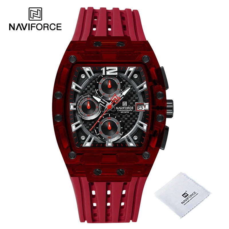 New NAVIFORCE Men's Quartz Multifunction Watches Fashion Sports Chronograph 5ATM Waterproof Silicone Band Casual Man Wrist Watch