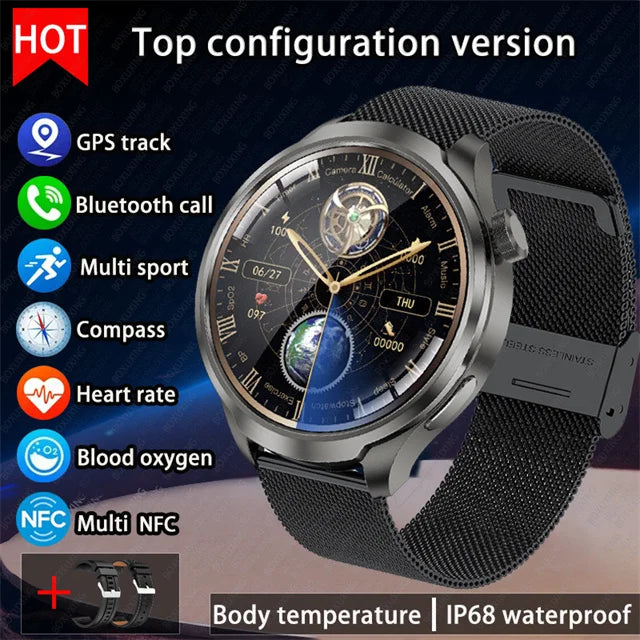 2024 New For HUAWEI Outdoor Sports Smart Watch Men AMOLED Screen NFC GPS Compass Heart rate Waterproof Bluetooth Call SmartWatch