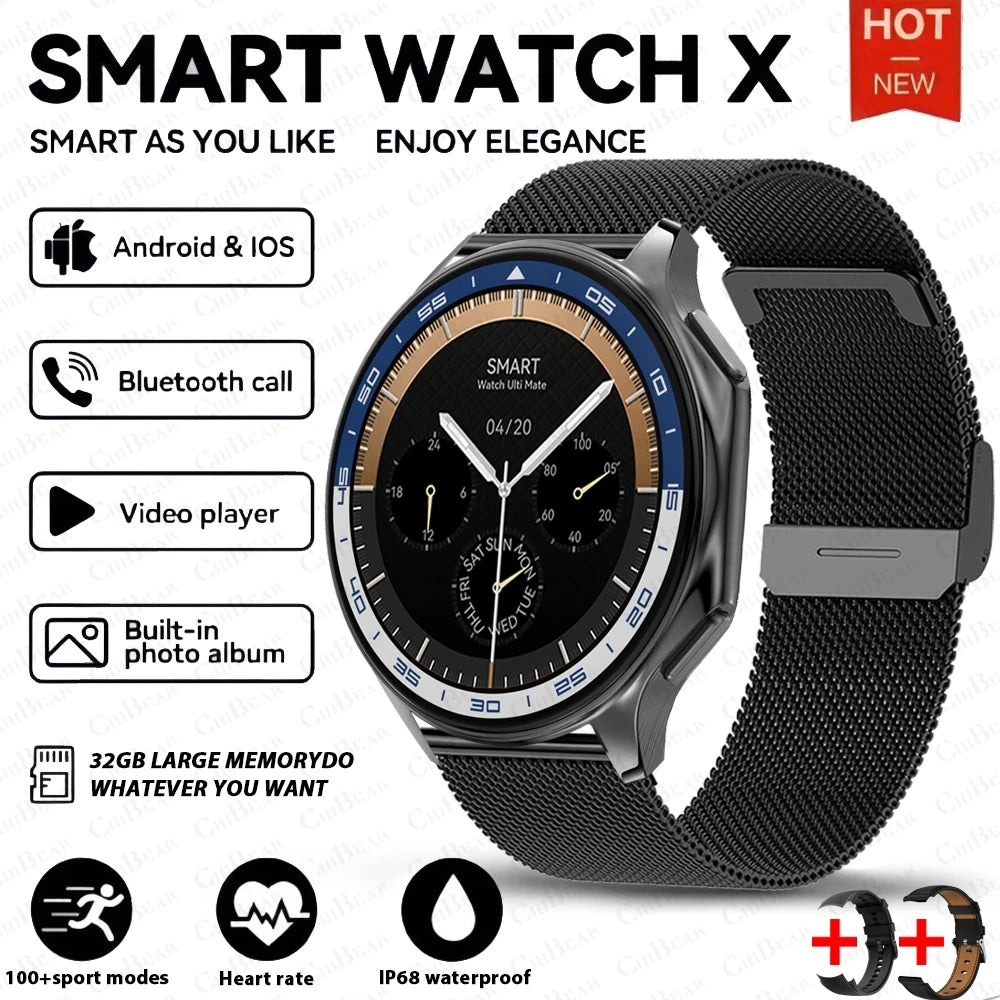 OPPO Watch X AMOLED 32GB Smartwatch Waterproof Men Smart Watch Bluetooth Call Connect Headphones TWS Music 3D UI Mode Video 2024