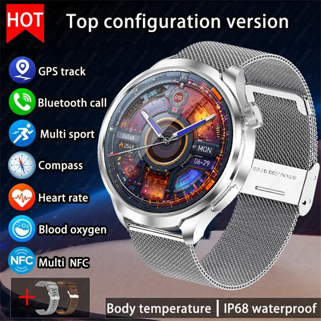 2024 New For HUAWEI Outdoor Sports Smart Watch Men AMOLED Screen NFC GPS Compass Heart rate Waterproof Bluetooth Call SmartWatch