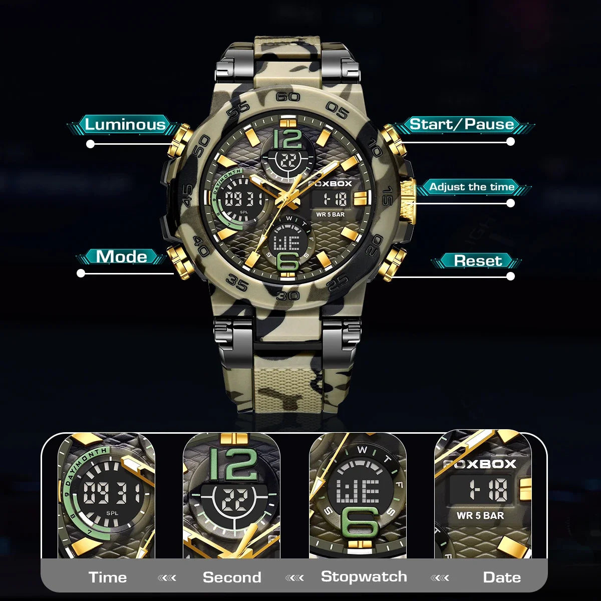 LIGE Digital Men Military Watch 50m Waterproof Wristwatch LED Quartz Clock Sports Watch Male Big Watches Men Relogios Masculino