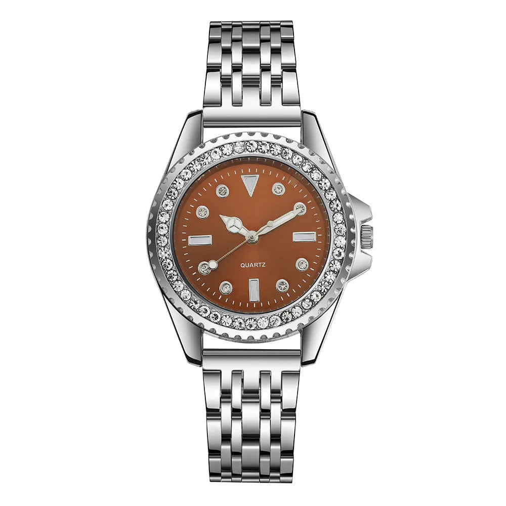 Fashion Ladies Silver Simple Full Diamond English Watch 2023 New Brand Women's Stainless Steel Clock Luxury Dress Watches