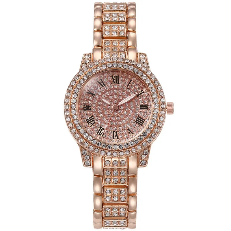 Women's Watch Full Diamond Top Luxury Brand Quartz Steel Watches For Ladies Punk Elegant Zircon Crystal Fashion Wristwatch Clock