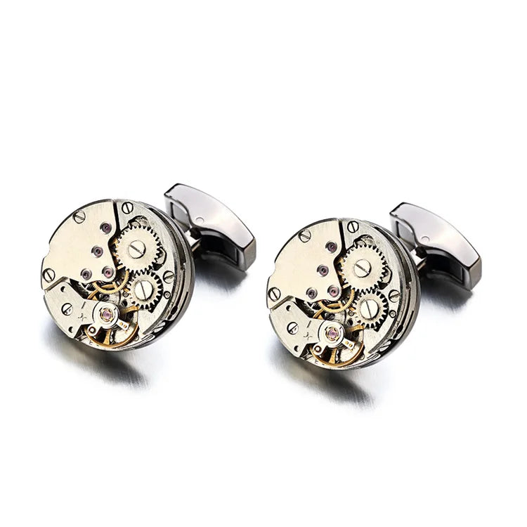 Brand Designer Watch Movement Cufflinks For Mens Business Wedding Shirt Cuff Links Gear Mechanism Functional Cufflink Jewelry