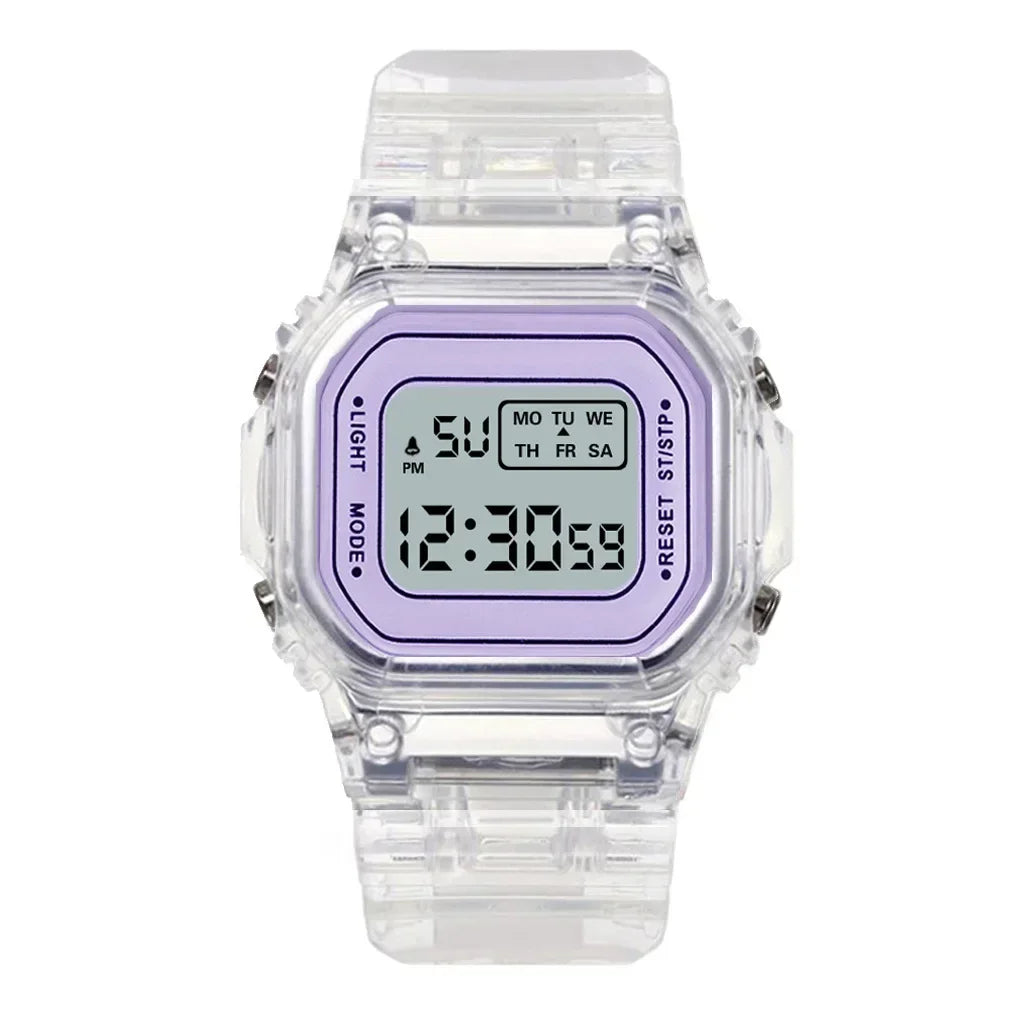 New Fashion Transparent Electronic Watch LED Ladies Wristwatch Sports Waterproof Electronic watchs Candy Multicolor Student Gift