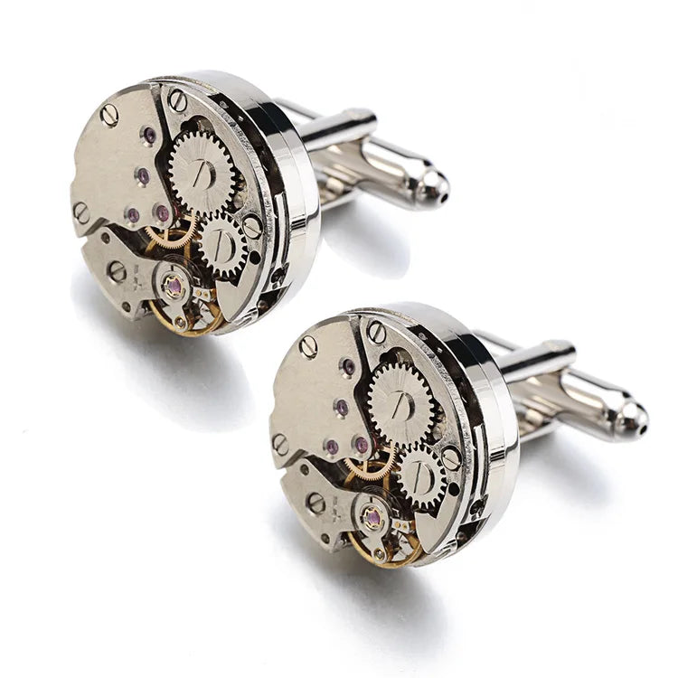 Brand Designer Watch Movement Cufflinks For Mens Business Wedding Shirt Cuff Links Gear Mechanism Functional Cufflink Jewelry