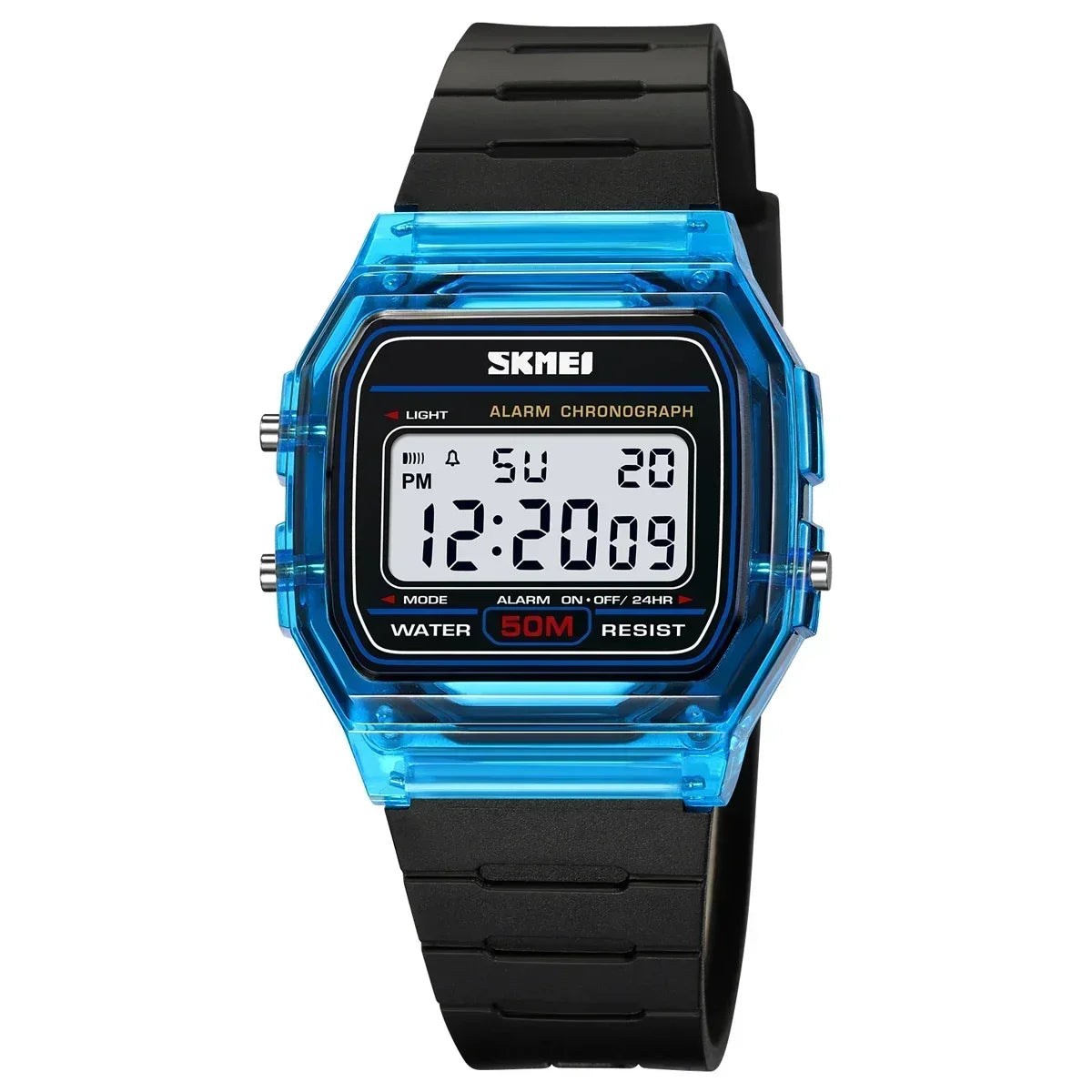 SKMEI 2056  Shockproof Back Light Display Stopwatch Digital Watches Women reloj mujer Transparent TPU Strap Ladies Wristwatch