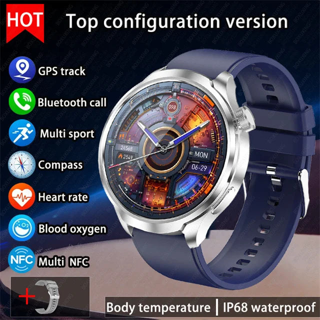 2024 New For HUAWEI Outdoor Sports Smart Watch Men AMOLED Screen NFC GPS Compass Heart rate Waterproof Bluetooth Call SmartWatch