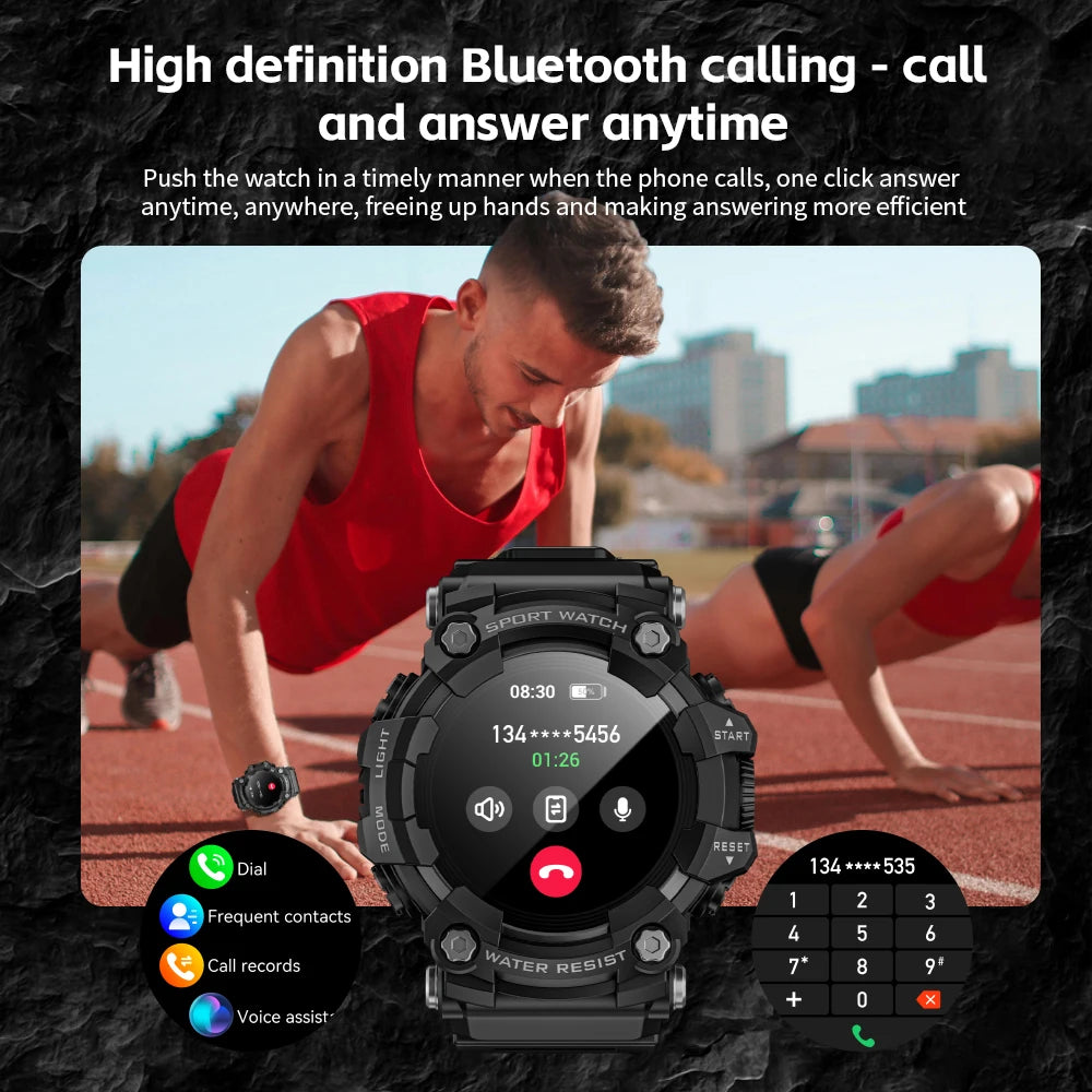 LOKMAT Rugged Sport Smart Watch ATTACK-GT Bluetooth Calls Colorful Waterproof Military Smartwatches with Flashlight for Phone