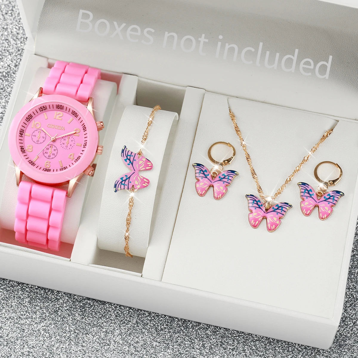 5/6PCS Women Watches Fashion Silicone Band Women Quartz Watches Jewelry Set Reloj Mujer Girls Clock Gift (Without Box)