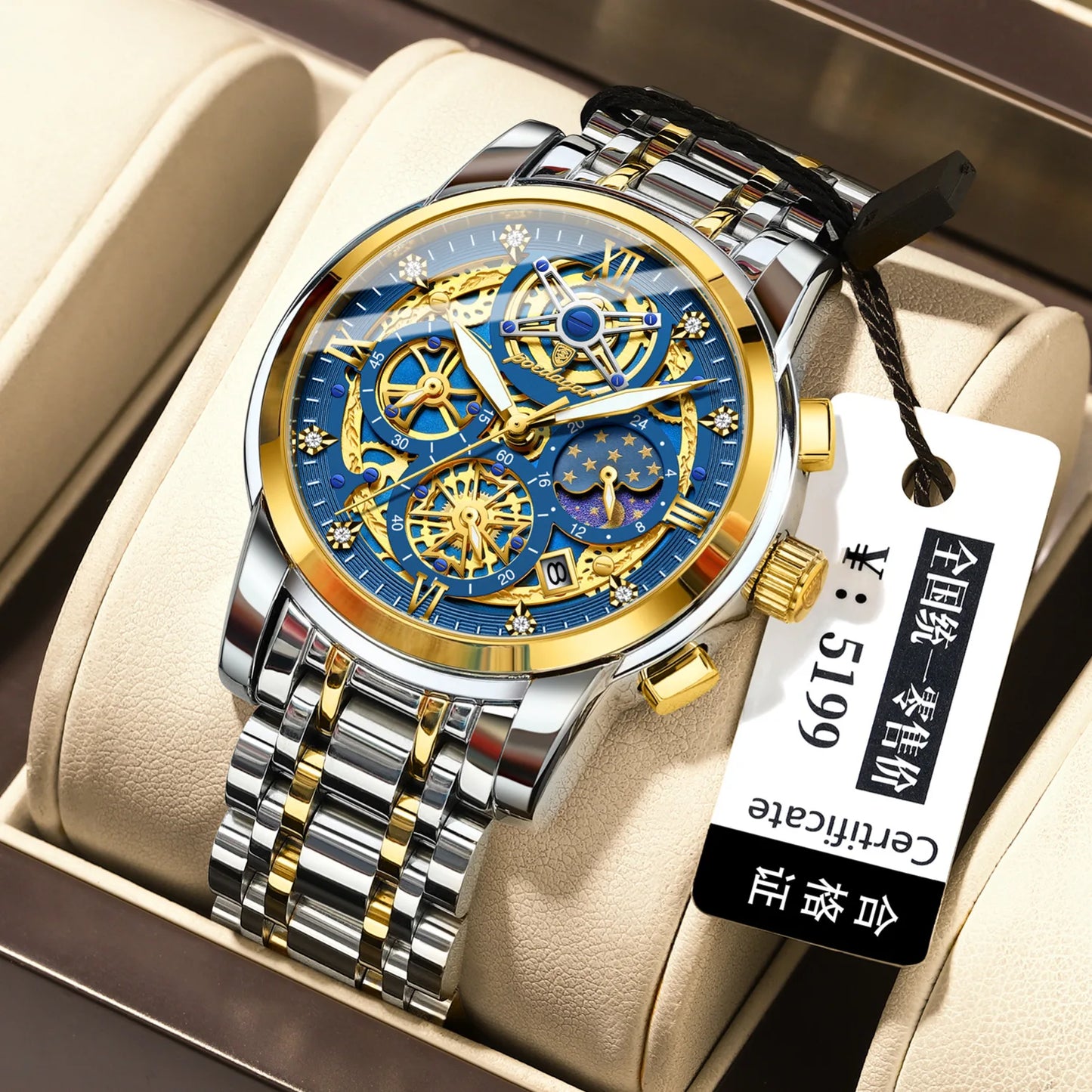 POEDAGAR Luxury High Quality Man Quartz Watch Waterproof Luminous Chronograph Date Men Watch Stainless Steel Men's Watches Reloj